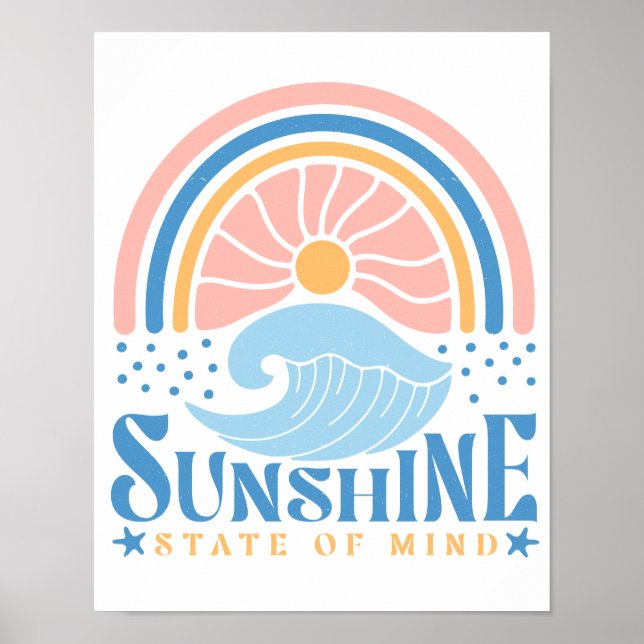 Poster Retro Arch Sun - "Sunshine State of Mind" (Devant)