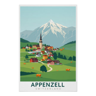 Poster Rétro Art Nouveau Appenzell Swiss Travel