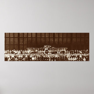 POSTER RETRO AVION ET ÉQUIPAGE DE LA FORCE AÉRIENNE 1941 