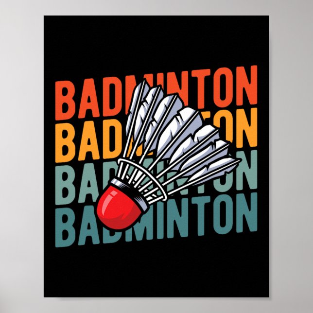 Poster Retro Badminton Racket Team - Joueur Vintage Shutt (Devant)