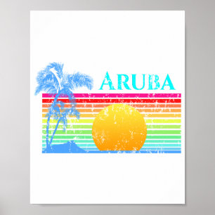 Poster Retro Beach Sunset Aruba