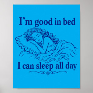 Poster Retro Bien Au Lit Peut Dormir Jour Drôle De Sommei