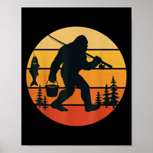 Poster Retro Bigfoot Sasquatch Pêche Drôle Cadeaux Papa M
