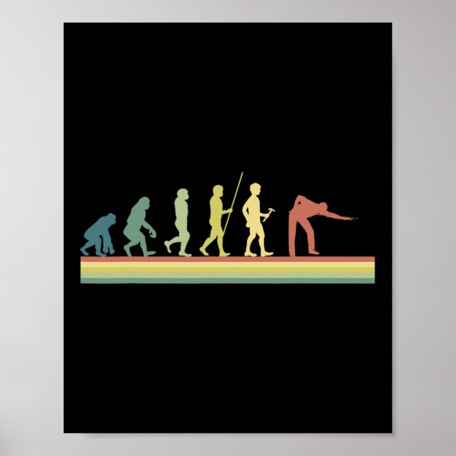 Poster Retro Billiards Human Evolution Lover Pool Cadeau  (Devant)