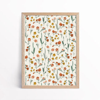 Poster Retro Bohemian Wildflower Botanical Art