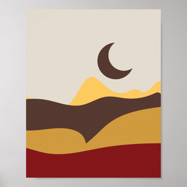 Poster Retro Boho Moon (Devant)