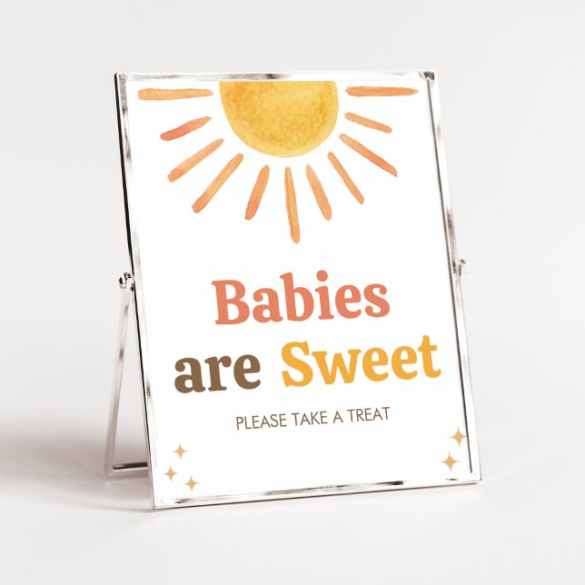 Poster Retro Boho Sunshine Baby shower Les bébés sont dou (Boy Boho Sunshine Baby Shower Babies are Sweet Sign)