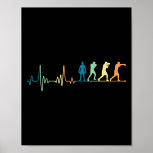 Poster Retro Boxing Heartbeat - Boxer Lover Boxer Kickbo