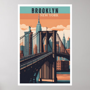 Poster Retro Brooklyn : Exploration du quartier nostalgiq