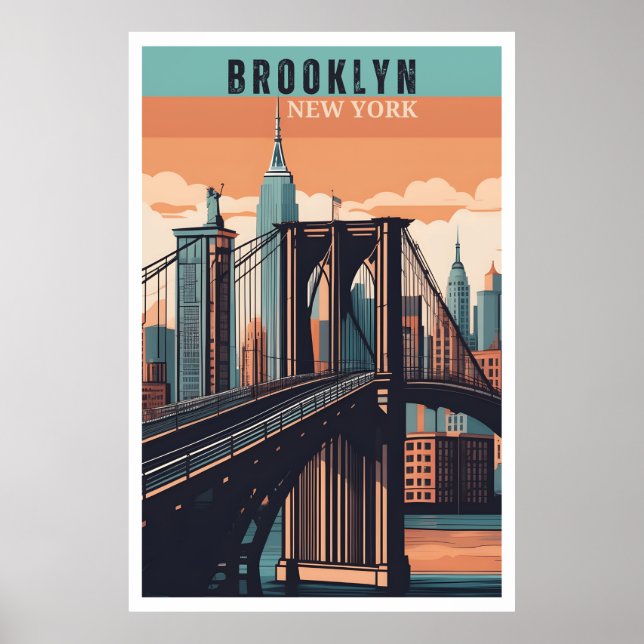 Poster Retro Brooklyn : Exploration du quartier nostalgiq (Devant)