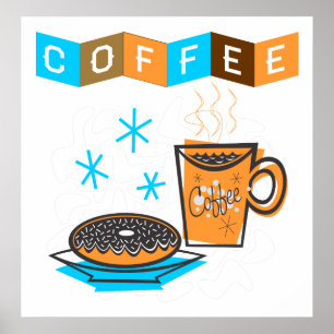 Poster Rétro café et beignet