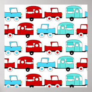 Poster Rétro Camping Trailer