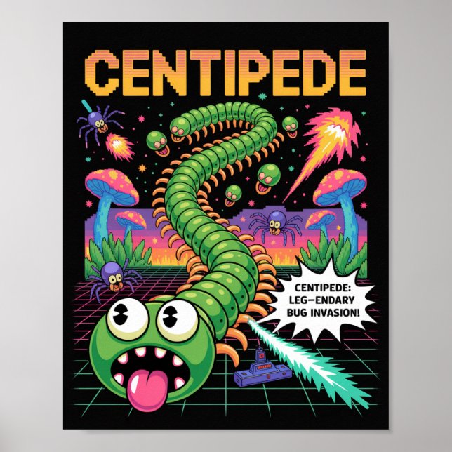 Poster Retro Centipede Arcade Pixel (Devant)