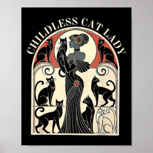Poster Rétro Chat Dames sans Enfants Chat Karma