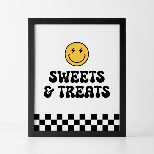 Poster Retro Checker Happy Face Sweets et Traitements (Créateur téléchargé)