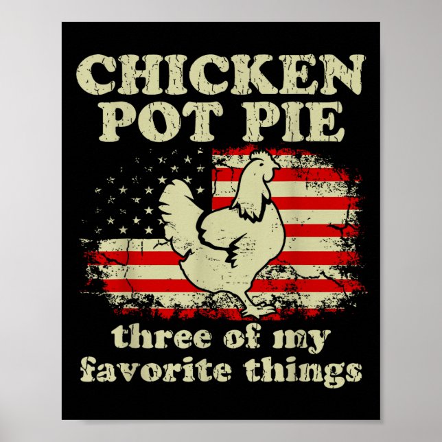 Poster Retro Chicken T E Three Of My Favorite Things Funn (Devant)
