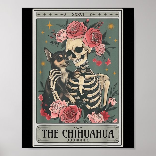 Poster Retro Chihuahua Dog Lover The Moon Halloween , Wom (Devant)