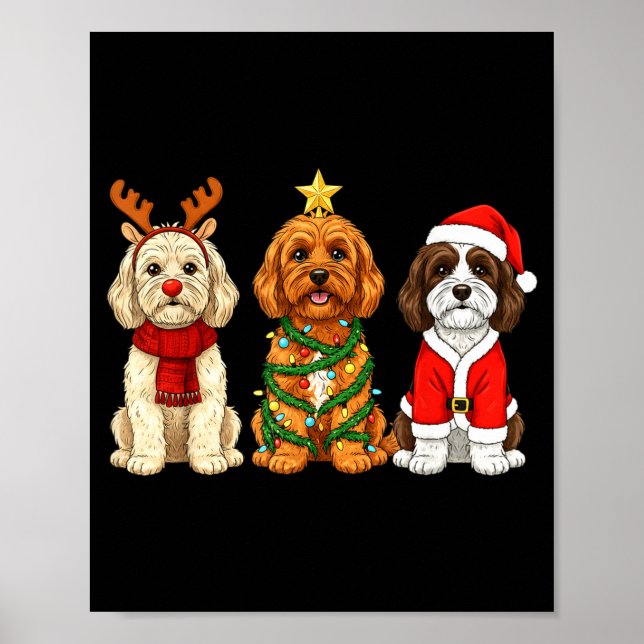 Poster Retro Christmas Ao Santa Reindeer Dog Lover  (Devant)