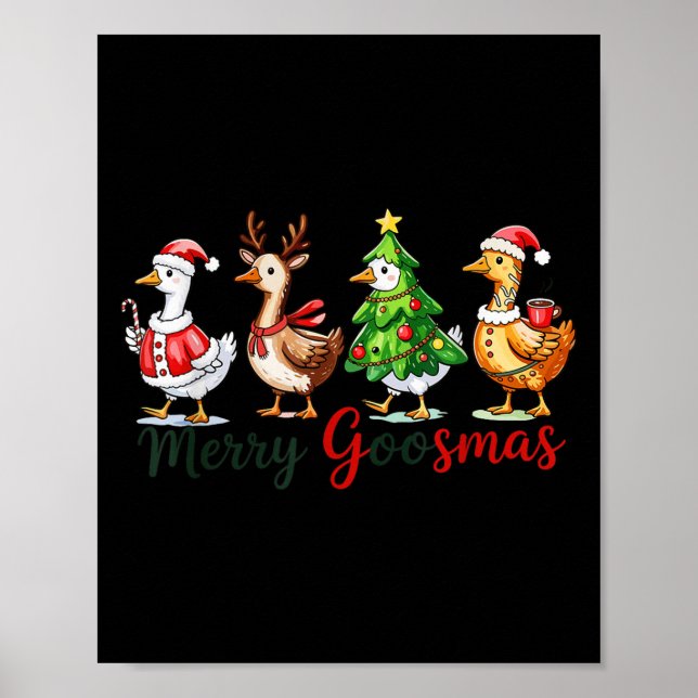 Poster Retro Christmas Goose Xmas Merry Goosmas  (Devant)