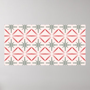 Poster Retro Christmas mid century seamless pattern in vi