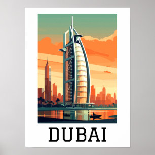 Poster Retro Classic Travel Dubai UAE
