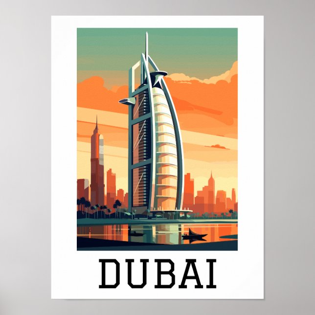 Poster Retro Classic Travel Dubai UAE (Devant)