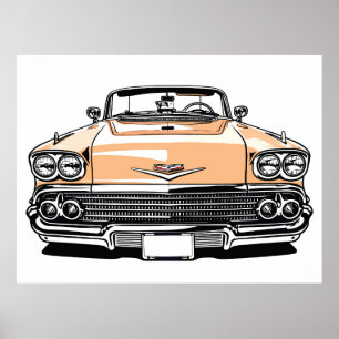 Poster Rétro Classique Cabriolet Avant Pop Art