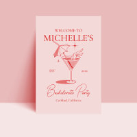 Retro Cocktail Bachelorette Party Bienvenue