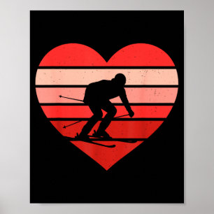 Poster Retro cœur ski vintage valentin femmes