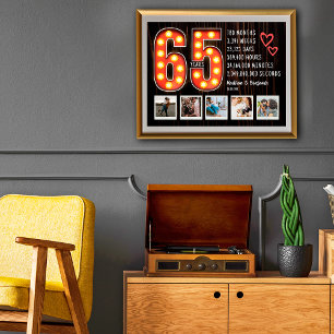 Poster Retro Coeurs du 65e anniversaire Collage photo per