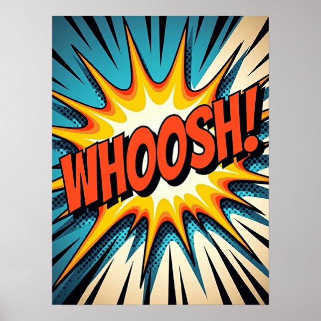 Poster Retro Comic Style de livre "WHOOSH!" Explosion d'a (Devant)