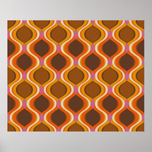 Poster Retro courbe sans couture motif. wallp style les a