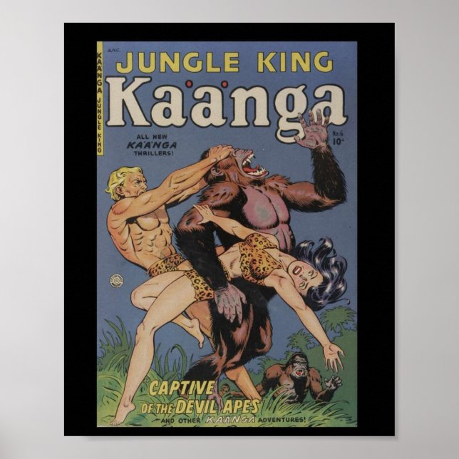 Poster Retro Couverture de livre de bande dessinée Jungle (Devant)