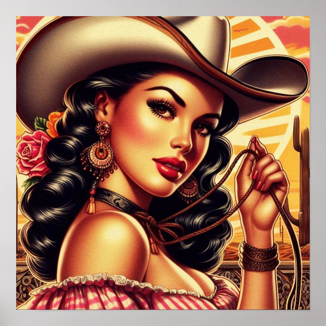 Poster Retro Cowgirl (Devant)