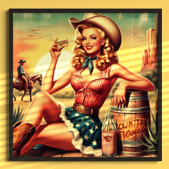 Poster Retro Cute Cowgirl (Créateur téléchargé)