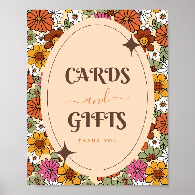 Poster Retro Daisy Floral Super Hippie Cartes & Cadeaux (Devant)