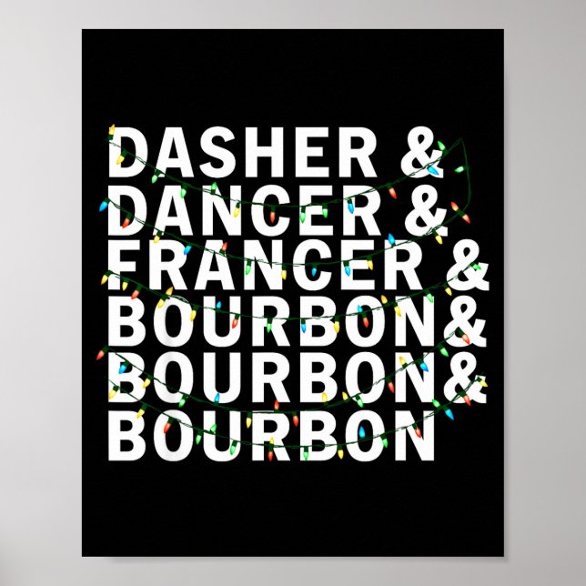 Poster Retro Dasher Dancer Prancer Bourbon Christmas Funn (Devant)