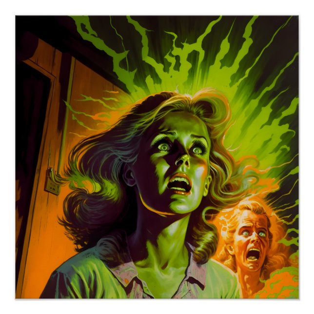 Poster Retro de la couverture de bande dessinée Pulp Horr (Devant)
