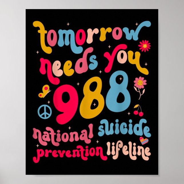 Poster Retro Demain A Besoin De Vous 988 Prévention Du Su (Devant)