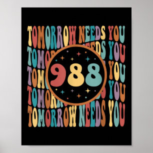 Poster Retro Demain a besoin de vous soleil 988 Suicide P