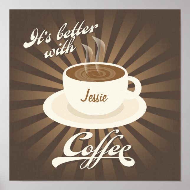 Poster Retro Diner Better with Coffee (Devant)