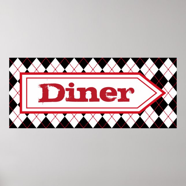 Poster Retro Diner Sign Wall Art (Devant)