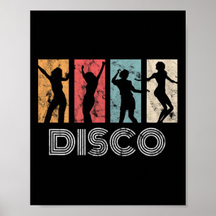 Poster Retro Disco Dance les années 70 danseuse de fête d