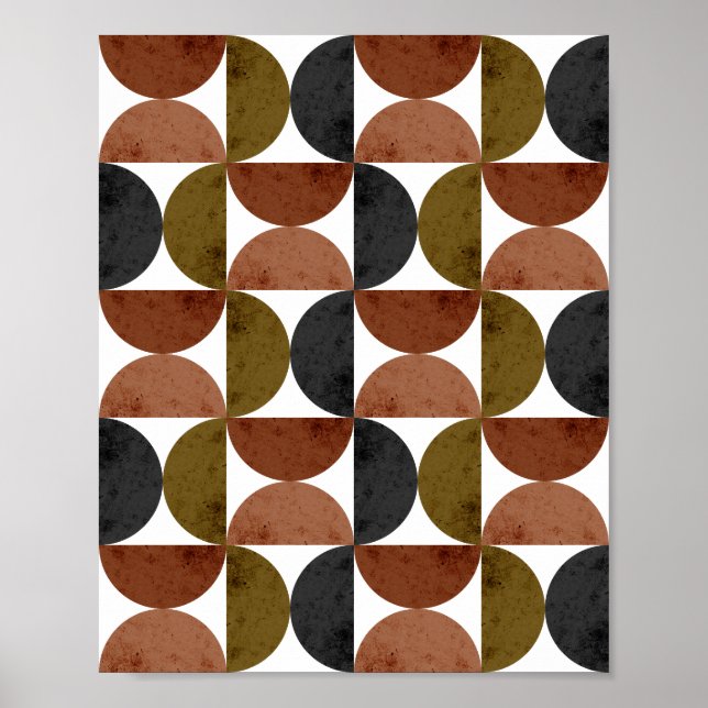 Poster Retro Earth Tone Geometric Half-Moon (Devant)
