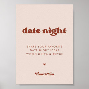 Poster Retro élégant Peach Pink Date nuit idées signe