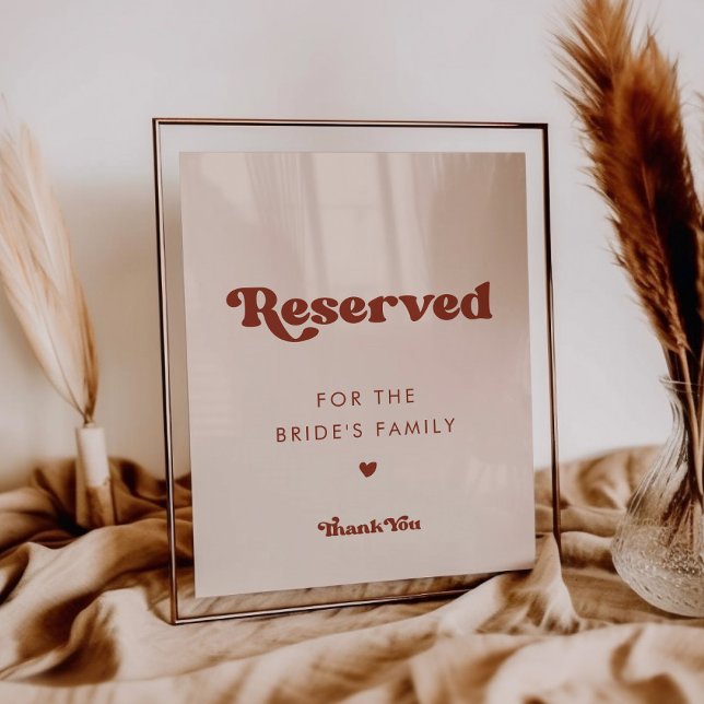 Poster Retro élégant Peach Pink Mariage Signal réservé (Créateur téléchargé)