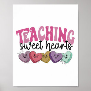 Poster Retro Enseignement des amoureux Candy Coeur Enseig