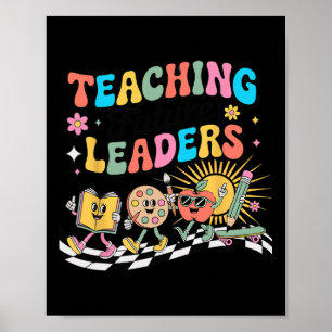 Poster Retro Enseignement Futurs Leaders Prof Groovy Dos
