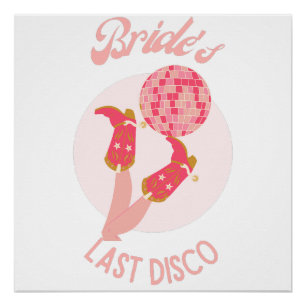 Poster Rétro Enterrement de Vie de Jeune Fille Disco des