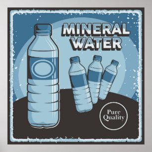 Poster rétro entreprise d'eau minérale vintage